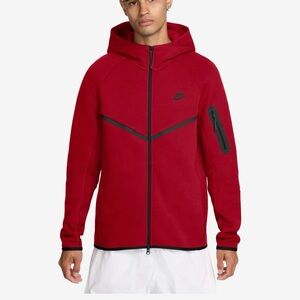 Nike Red Tech Performance Jacket with Hood and Athletic Design
